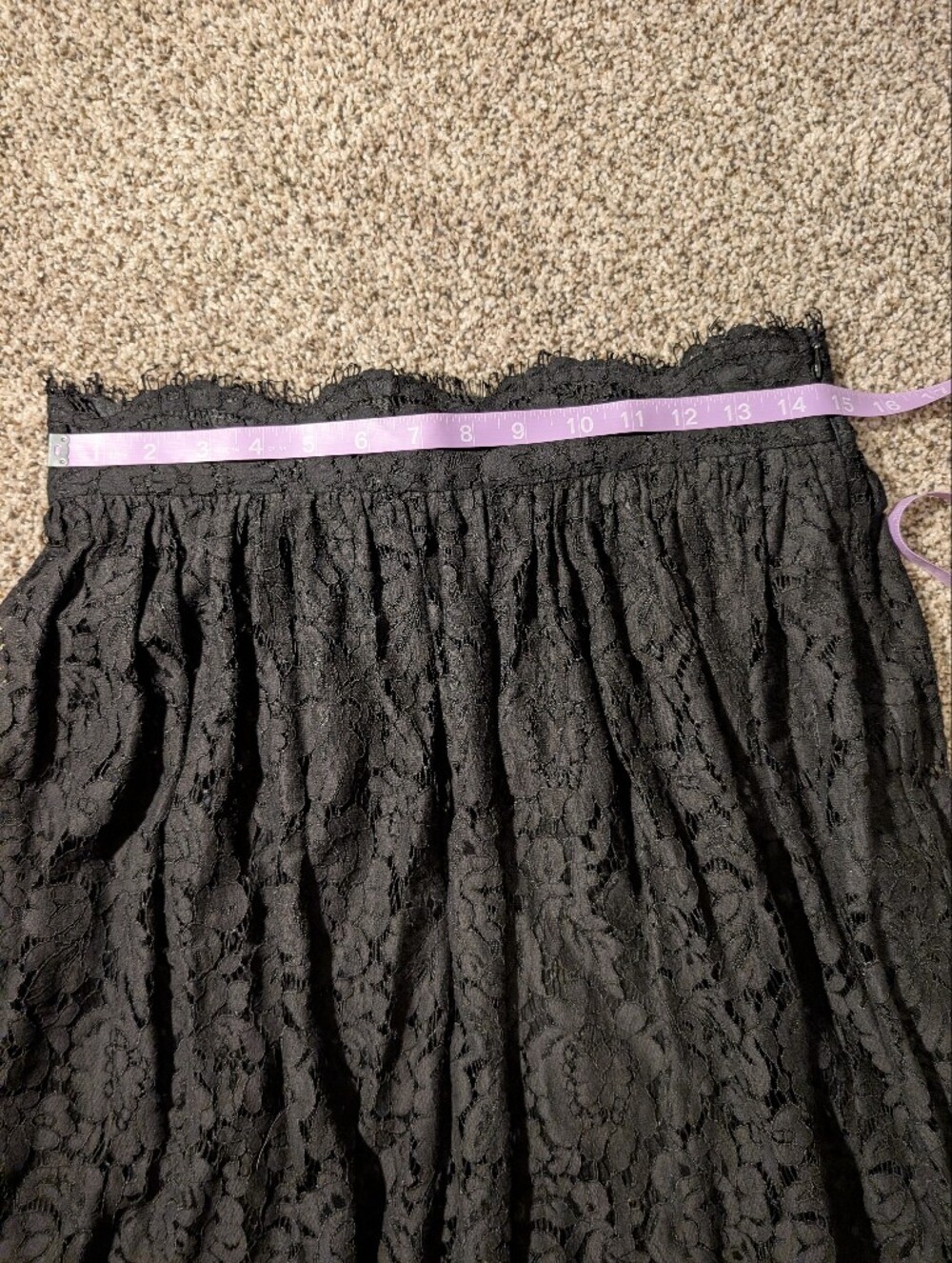 Alya Black Lace Midi Skirt with Scalloped Hem, Size M - Picture 4 of 7